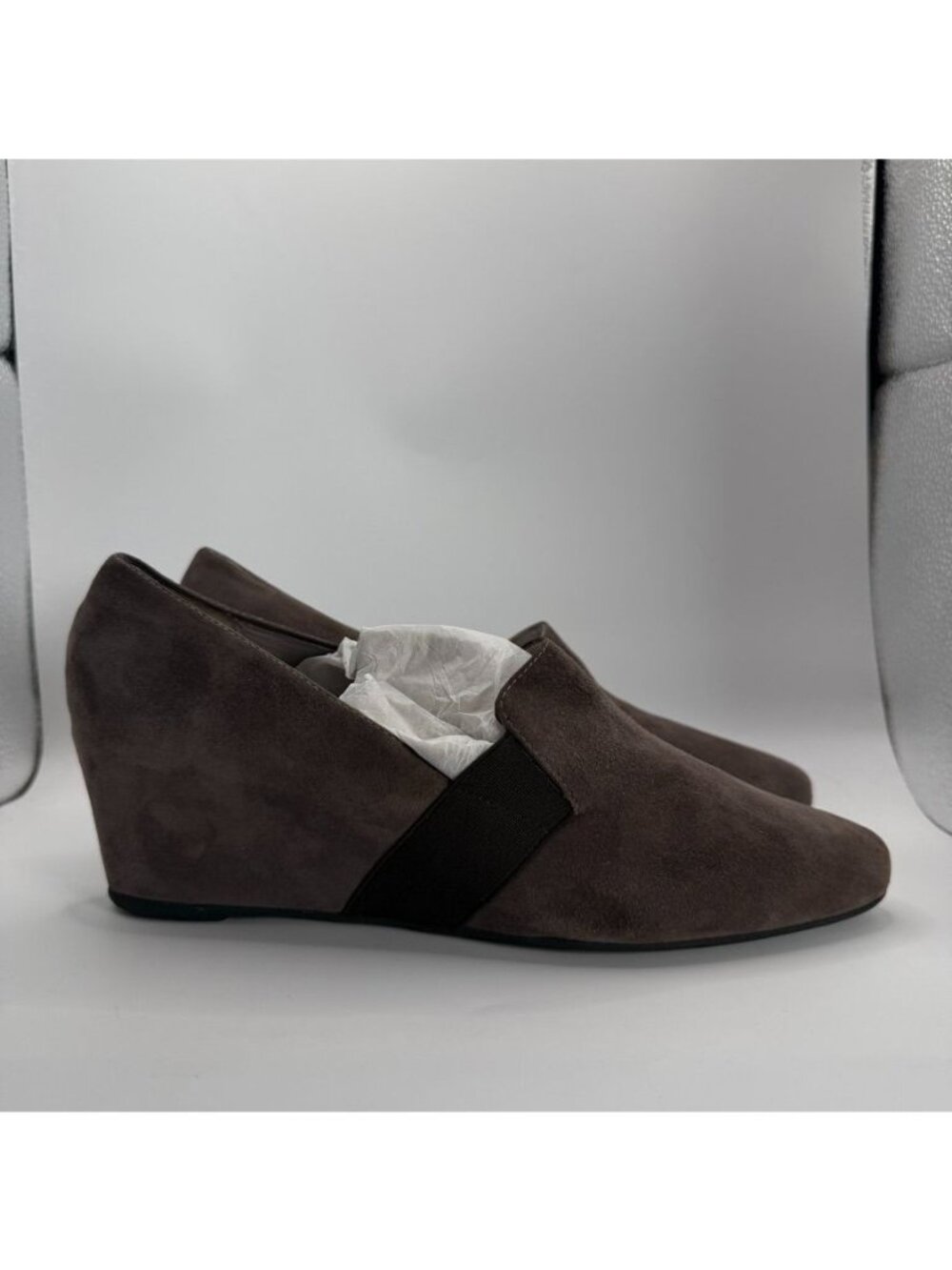 Aquatalia Brown Suede Wedge Shoes Size 8 Made In Italy